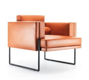 Quid armchair, Essential design chair, with metal legs