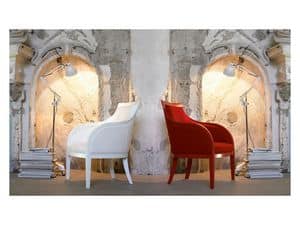 Mi/ami, Armchair in solid wood, upholstered seat and backrest