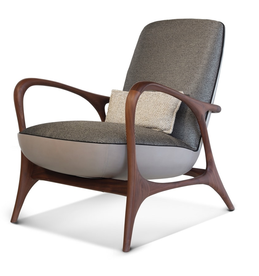 REA armchair GEA Collection, Contemporary armchair in canaletto walnut or ashwood