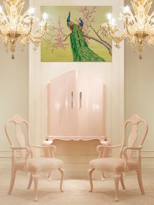 Art. C320, Pink mother-of-pearl lacquered bar cabinet