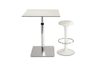 Ippo_Next_HPL, Small table for bars, adjustable in height, in steel