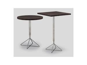 TRIX/L, Bar table with round top, pedestal in stainless