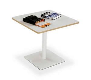 Vede, Square coffee table for bars, in metal and plywood