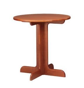 602, Small round table in beech, cross base, for pubs and bars