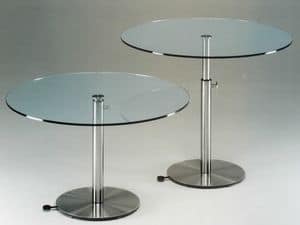 Ascendo, Height-adjustable table in stainless steel and glass
