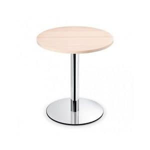 Composit 3, Round coffee table with metal base, laminate top