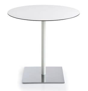 Inquadro H73 R, Round coffee table for bar, with metal frame and laminate top