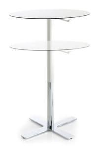 Incrocio H72:109 R, Round bar table, with chromed metal frame, laminate top, table with variable height