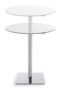 Inquadro H72:109 R, Round bar table, with chromed metal frame, laminate top, table with variable height