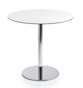 Intondo H73 R, Round coffee table for bars, with metal frame and laminate top