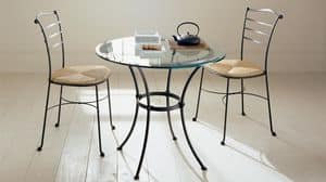 Prado bar table, Bar table with iron base, transparent glass top