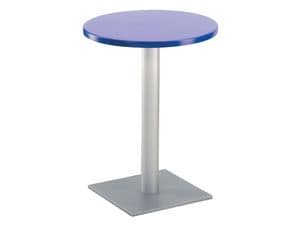 Table Ø 60 cod. 04/BQ, Bar table with square base, polymer top