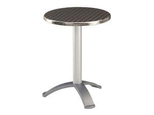 Table Ø 60 cod. 04.IF/BG3, Stainless steel coffee table for bars, base with 3 feet