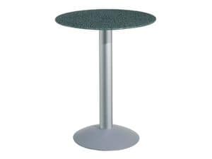 Table Ø 72 cod. 03/BTV, Table with tempered glass top, aluminum column