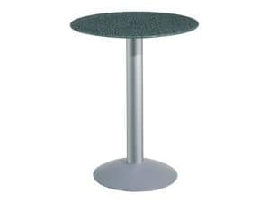 Table  72 cod. 03/BTV, Table with tempered glass top, aluminum column