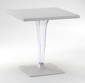 FT 718, Table with base and top in aluminum, polycarbonate column