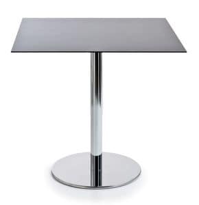 Intondo H73 Q, Square coffee table for bar, with metal frame and laminate top