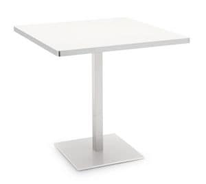 Kilo, Square table with steel base and top in melamine