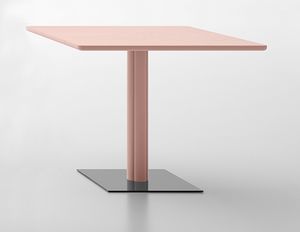 One, Table with square top, in natural or lacquered wood
