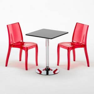 Set bar sedie e tavolo arredamento  SET2SDEHOR, Square coffee table for bars and restaurants, with laminate top