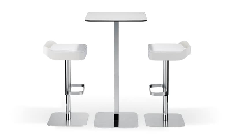Voilà square h110, High table for cocktail bar, top in stratified HPL, metal base