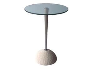 Egon, Round table made of stone and glass, for bars and restaurants