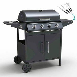 AYRSHIRE Gas grill BBQ made of stainless steel with 4+1 burners and barbecue grill - BB2087GEUN, Barbecue on wheels