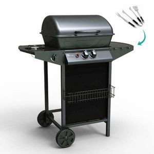 HOLSTEIN Stainless steel gas grill with 2+1 burners and grill - BB2083GEUN, Gas barbeque