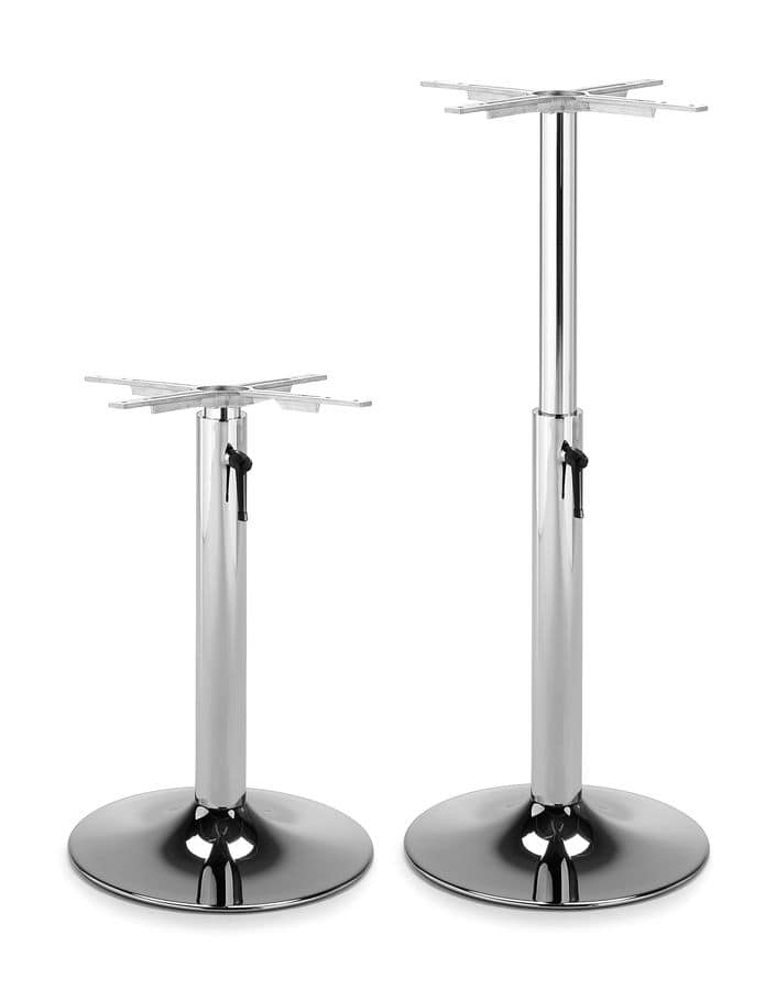 Art.230/2/Reg, Round table base, chromed metal frame, adjustable height, for contract and domestic use