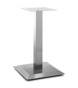 Art.251, Square base for table, brushed steel frame with a central tube, for contract and domestic use