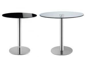 Tiffany Base - glass base, Round table for bars, in stainless steel, glass top
