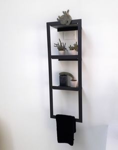 Kiri Full Grey wall unit, Bathroom wall shelf with towel holder