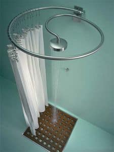 Pluviae, Steel shower with overhead shower and curtain