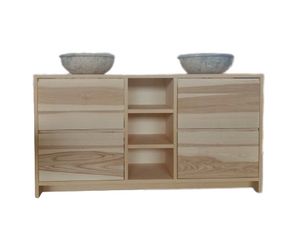 Art. 804, Modern bathroom cabinet in ash wood with double washbasins
