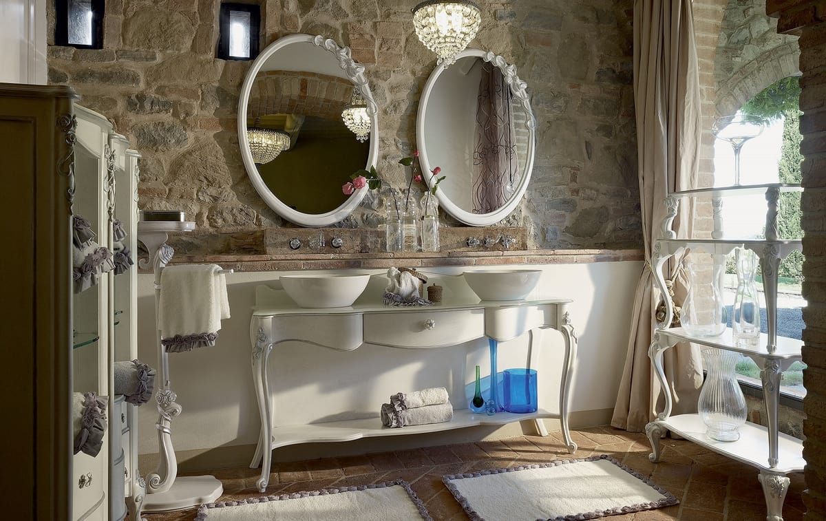 Carpi bathroom furniture, Classic style bathroom furniture, with two washbasins