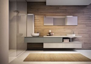 Cubik comp.15A, Spacious bathroom furniture, with two washbasins and mirrors