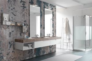 Lime 1.0 comp.14, Bathroom furniture with two washbasins and two mirrors