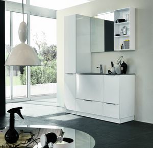 BLUES BL-18, Complete glossy white bathroom furniture
