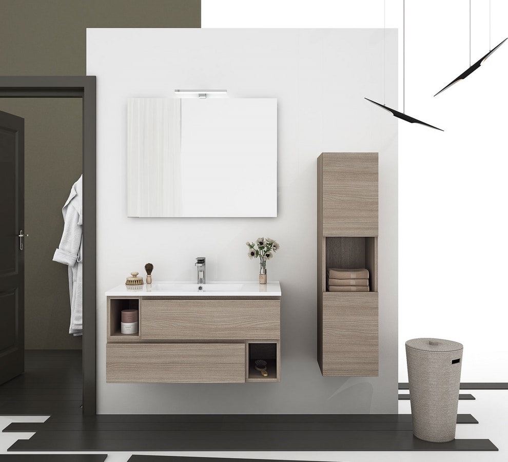 Wall-mounted vanity unit with drawers | IDFdesign