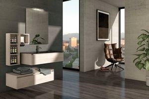 COMPONIBILE 03, Sectional wooden suspended vanity unit