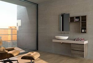 COMPONIBILE 06, Sectional wooden suspended vanity unit