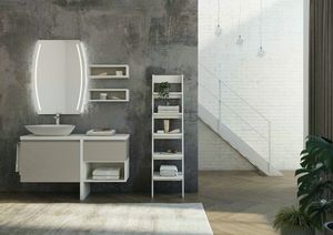 FREEDOM 11, Single lacquered melamine vanity unit with mirror