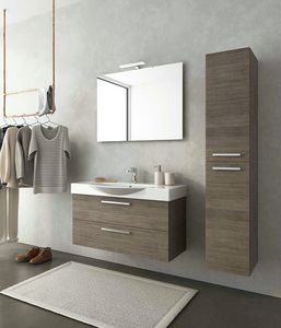 MANHATTAN M13, Wall-mounted wooden vanity unit with drawers