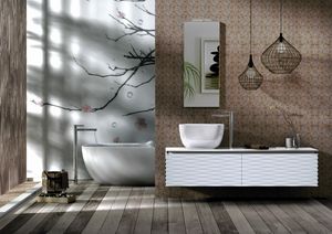 Plane 3D 04, Bathroom cabinet with fronts with 3D effect