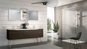 SWING SW-04, Complete furniture for modern bathroom in dark walnut
