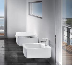 SQUARE WALL WC BIDET, Wall-hung sanitary ware in ceramic