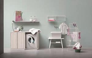 Acqua e Sapone 05, Bench and hanging for laundry, ceramic wash for laundry