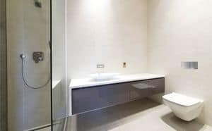 Bathroom furniture AS design, Bathroom furniture with modular system, basic shapes, various finishes, doors closing magnet