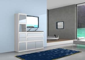 Bathroom furniture B1, Modular bathroom vanity with drawers and doors, in laminate