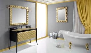 Capitonn comp.3, Composition for bathroom with bathsink and mirror, quilted front